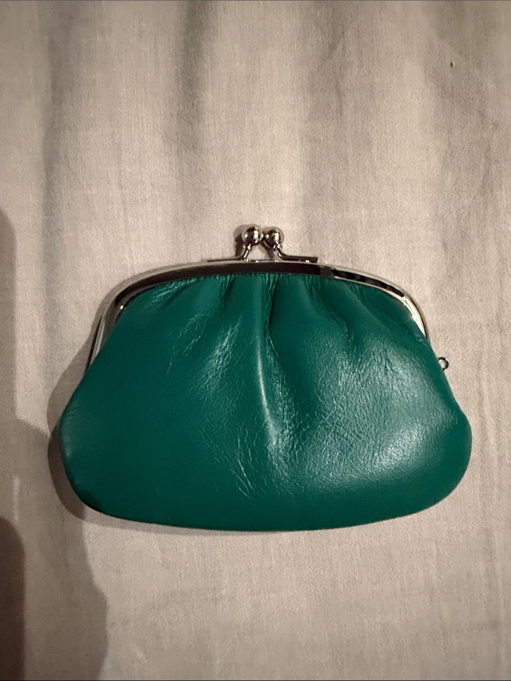 Matsunoya Green Calf Leather Kiss-Lock Coin Purse